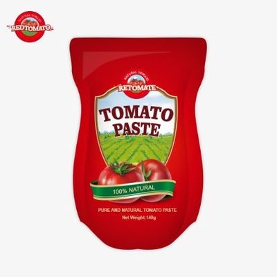 140 g stand-up zakje van zoete en zure tomatenpasta, met een zuiverheid variërend van 22% tot 30%