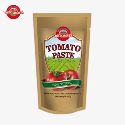 FDA gecertificeerd 200 g dubbel geconcentreerde tomatenpasta in stand-up zak