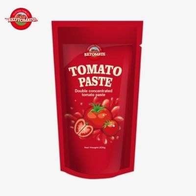 De 200 g stand-up zak tomatenpasta voldoet aan ISO HACCP en BRC normen, waardoor de fabrieksprijs wordt gewaarborgd