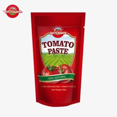 De 200 g stand-up zak van tomatenpasta voldoet aan de ISO HACCP en BRC-normen om de naleving van de fabrieksprijs te garanderen