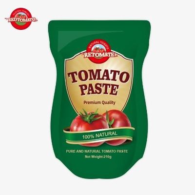 De productie van 210 g stand-up sachet tomatenpasta voldoet aan ISO HACCP BRC en FDA productie normen
