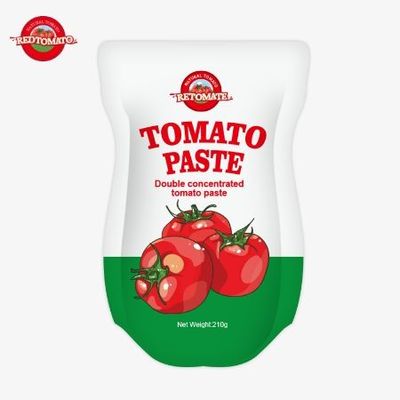 De 210 g stand-up sachet tomatenpasta voldoet aan ISO HACCP BRC en FDA productie normen