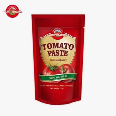 ISO Pouch Tomato Paste 227g Double Concentrated Tomato Paste met een zuiverheid van 30% tot 100%