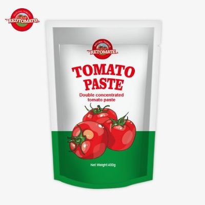 400 g stand-up sachet tomatenpasta handig smaakvol 30%-100% zuiverheid