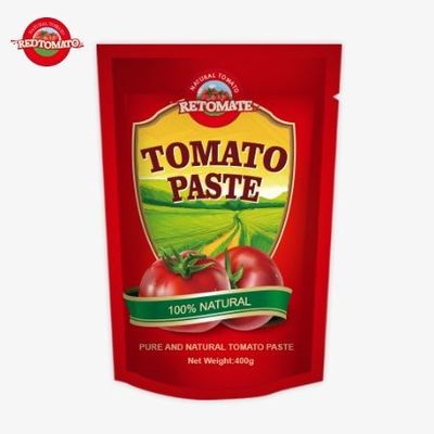 400 g stand-up sachet tomatenpasta handig smaakvol en zuiver van 30% tot 100%