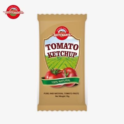 10 gram ketchup met een zoete en zure smaak en een natuurlijke smaak