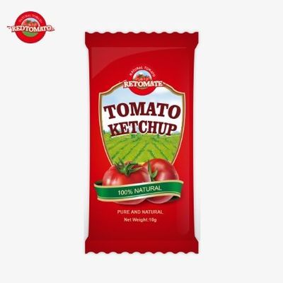 10 gram ketchup met zoete en zure smaak en pure natuurlijke smaak.