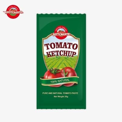 OEM Kleine zak Tomato Ketchup 30g Zoete en zure smaak Pure natuurlijke smaak ISO HACCP BRC FDAl normen
