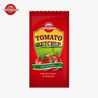 OEM 30g tomaten ketchup zak met pure natuurlijke smaak in overeenstemming met ISO HACCP BRC en FDA normen