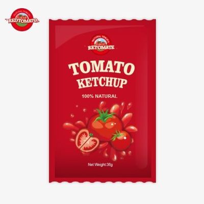 36g OEM Tomato Ketchup Sachet met Pure Natural Flavor Voldoet aan ISO HACCP BRC En FDA Normen