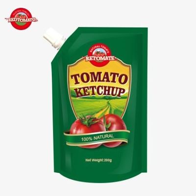 We produceren 200 gram ketchup zakjes die voldoen aan internationale normen en zijn verkrijgbaar tegen fabrieksprijzen