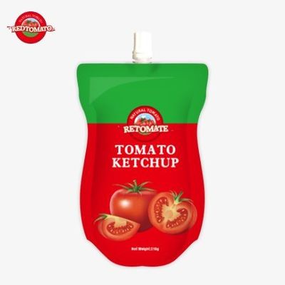 Fabricage van 210 gram ketchupzakjes in een OEM fabriek met een pure en natuurlijke smaak
