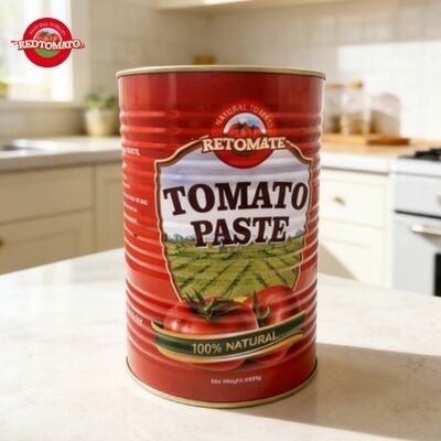 Hoge kwaliteit RETOMATE Tomatenpasta Met 4500g Bulk Verpakking 28-30 Brix Verpakking Type